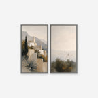 Amalfi Coastline Canvas Art - Set of 2 – Silver Floating Frame on white background