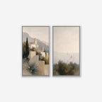 Amalfi Coastline Canvas Art - Set of 2 – White Floating Frame on white background