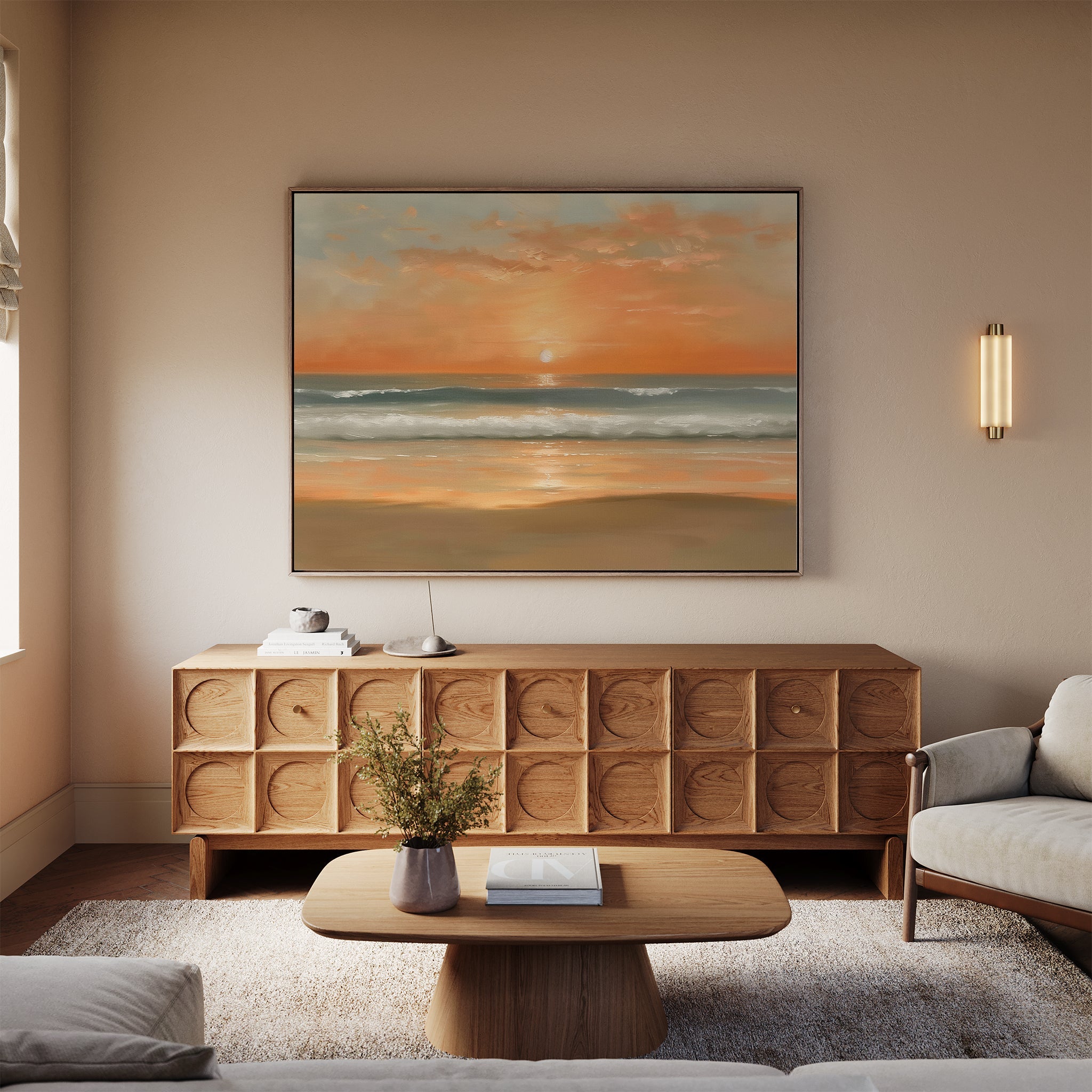 Whisper of the Tides Canvas Print – blush pink coastal canvas wall art print by Aspire Prints
