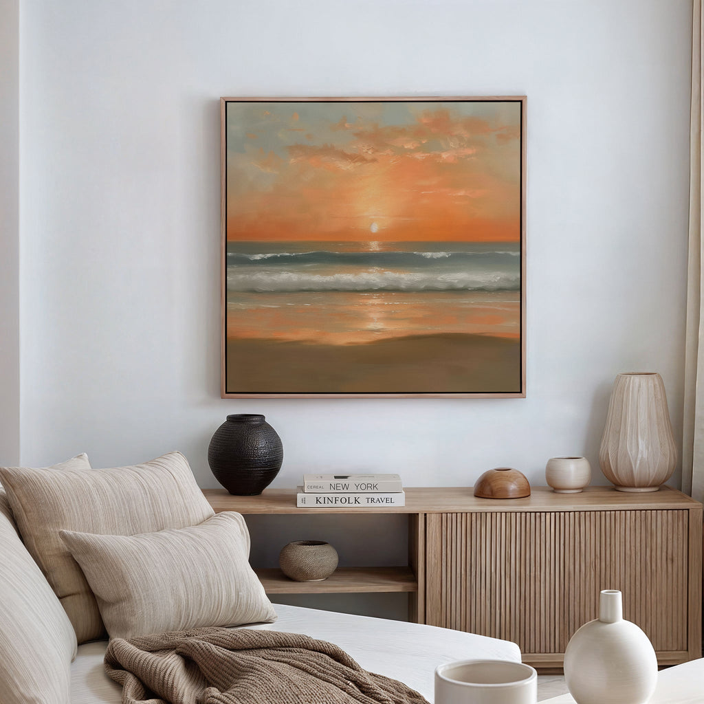 Whispers of a Honeyed Tide – blush pink coastal canvas wall art print by Aspire Prints