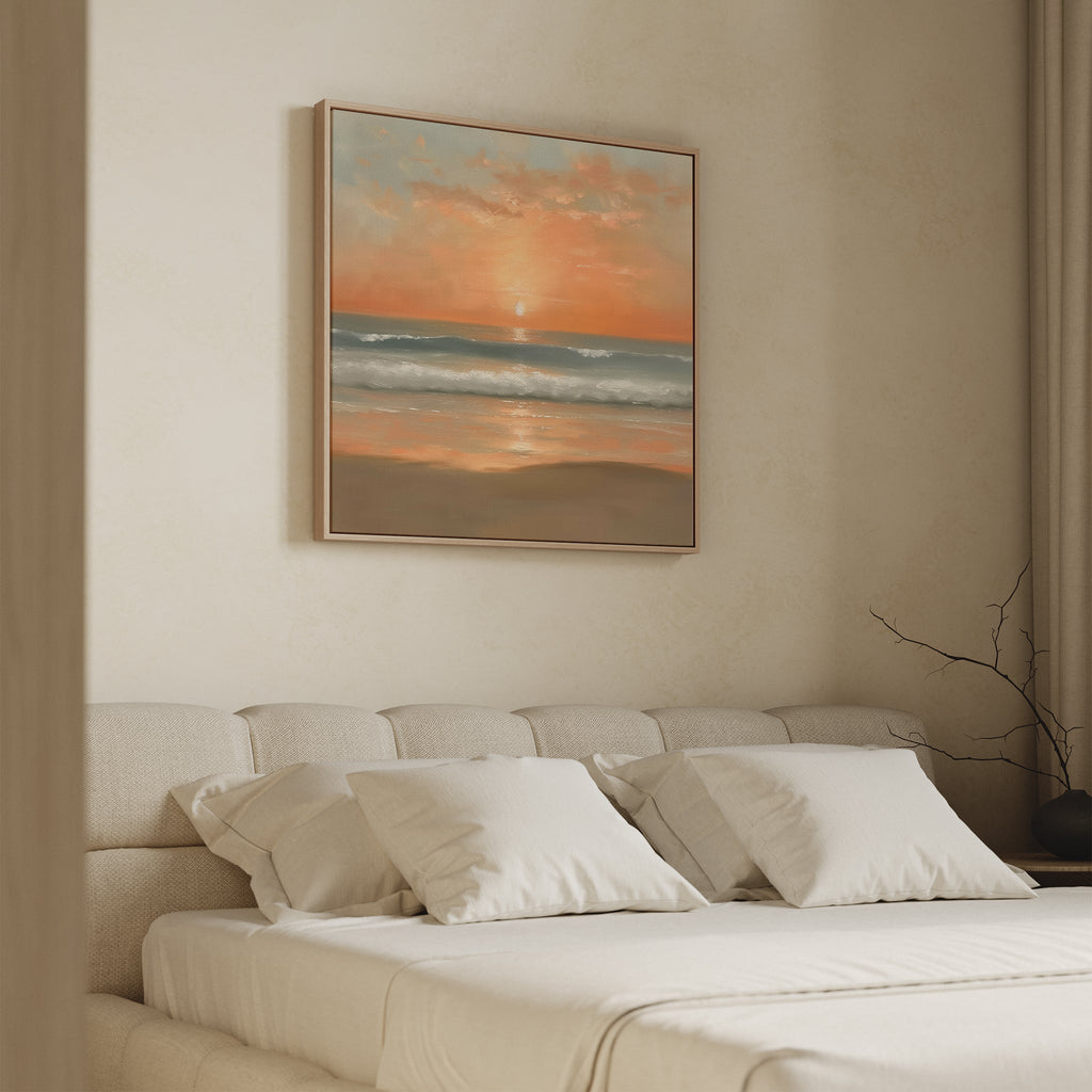 Whispers of a Honeyed Tide – blush pink coastal canvas wall art print by Aspire Prints