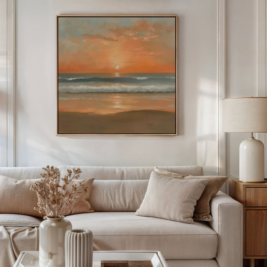 Whispers of a Honeyed Tide – blush pink coastal canvas wall art print by Aspire Prints