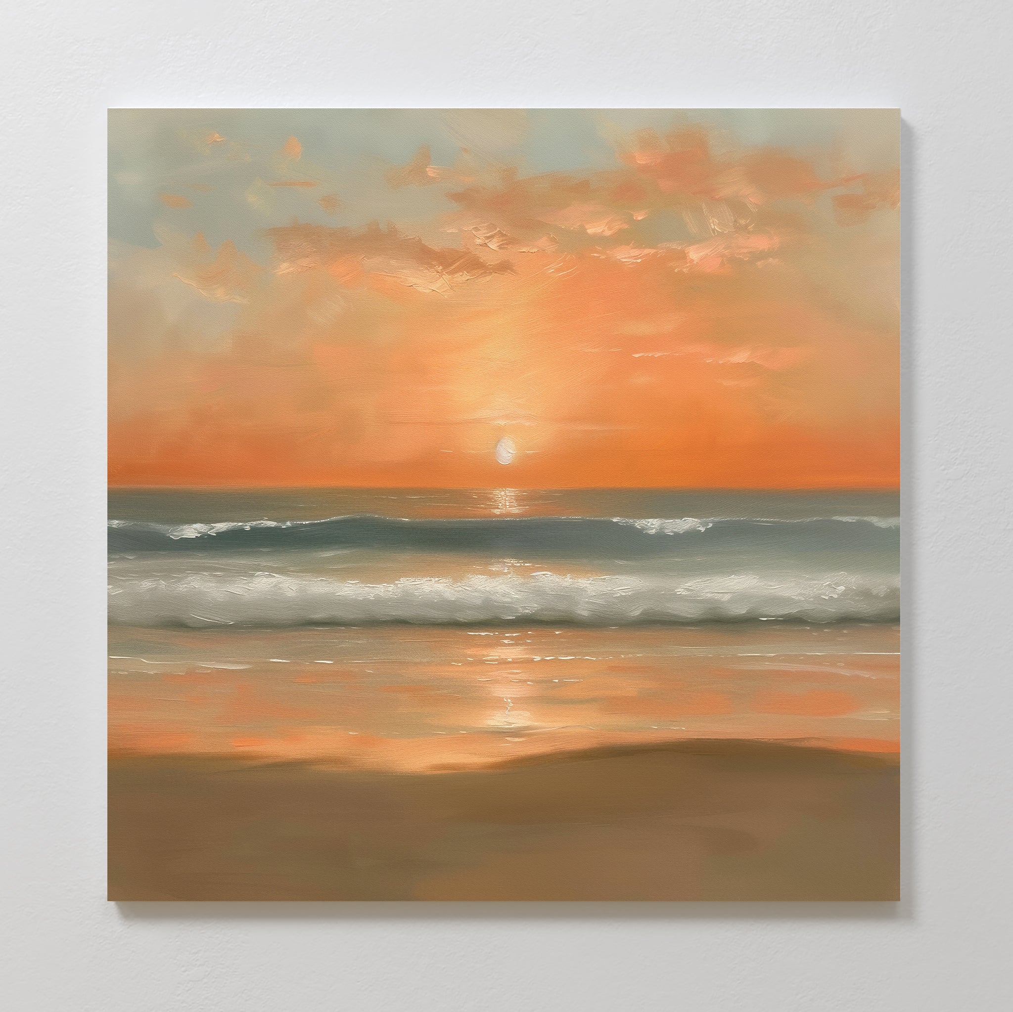 Whispers of a Honeyed Tide – blush pink coastal canvas wall art print by Aspire Prints