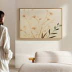 Whispers of Harvest – beige and white botanical canvas wall art print by Aspire Prints