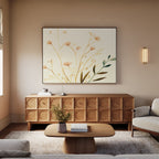 Whispers of Harvest – beige and white botanical canvas wall art print by Aspire Prints
