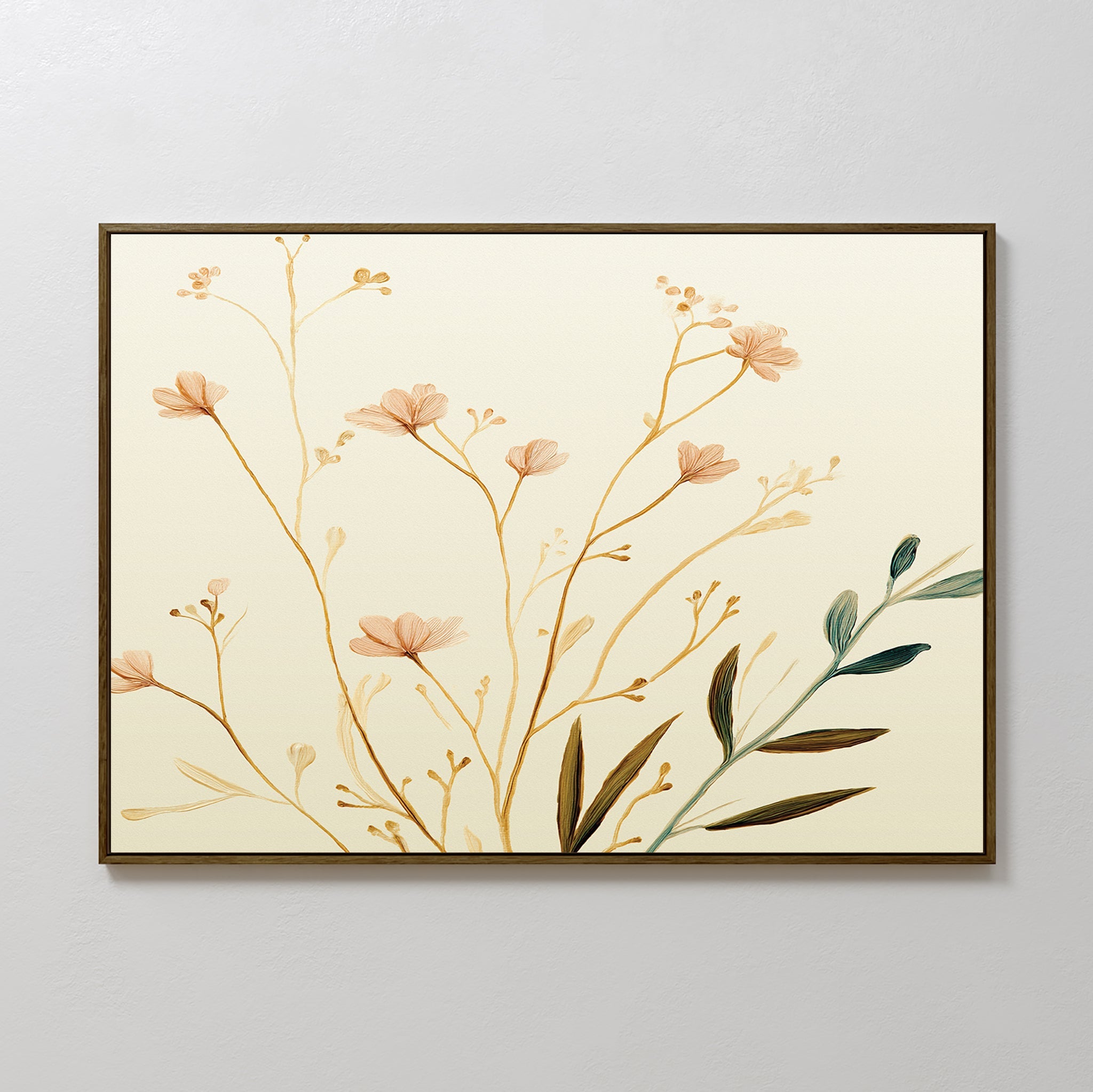 Whispers of Harvest – beige and white botanical canvas wall art print by Aspire Prints
