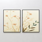 Whispers of Harvest – Set of 2 Canvas Prints set of 2 – beige and white botanical canvas wall art by Aspire Prints