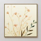 Whispers of Harvest Bloom – beige and white botanical canvas wall art print by Aspire Prints