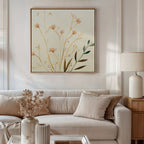 Whispers of Harvest Bloom – beige and white botanical canvas wall art print by Aspire Prints