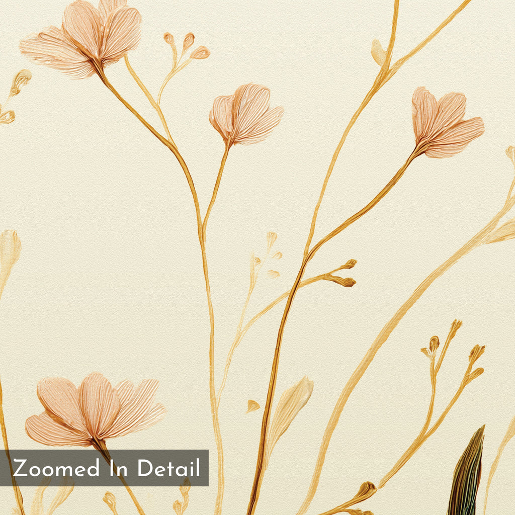 Whispers of Harvest Bloom – beige and white botanical canvas wall art print by Aspire Prints