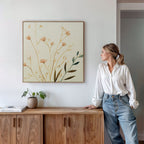 Whispers of Harvest Bloom – beige and white botanical canvas wall art print by Aspire Prints