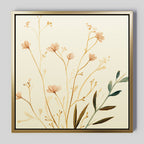Whispers of Harvest Bloom – beige and white botanical canvas wall art print by Aspire Prints