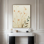 Whispers of Harvest Bloom Canvas Print – beige and white botanical canvas wall art print by Aspire Prints