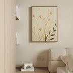 Whispers of Harvest Bloom Canvas Print – beige and white botanical canvas wall art print by Aspire Prints