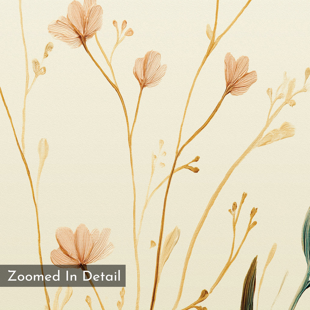 Whispers of Harvest Bloom Canvas Print – beige and white botanical canvas wall art print by Aspire Prints