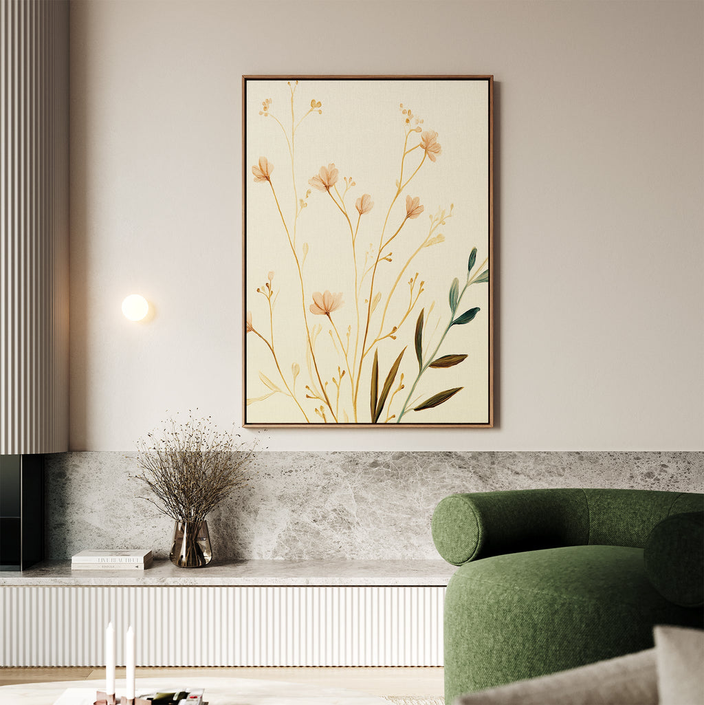 Whispers of Harvest Bloom Canvas Print – beige and white botanical canvas wall art print by Aspire Prints