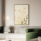 Whispers of Harvest Bloom Canvas Print – beige and white botanical canvas wall art print by Aspire Prints