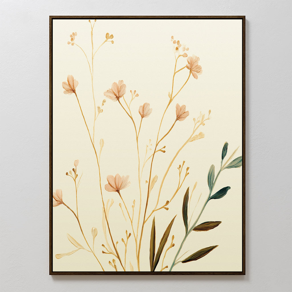 Whispers of Harvest Bloom Canvas Print – beige and white botanical canvas wall art print by Aspire Prints