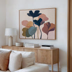 Whispers of Amber Bloom – multicolour botanical canvas wall art print by Aspire Prints