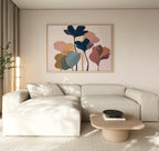Whispers of Amber Bloom – multicolour botanical canvas wall art print by Aspire Prints