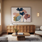 Whispers of Amber Bloom – multicolour botanical canvas wall art print by Aspire Prints