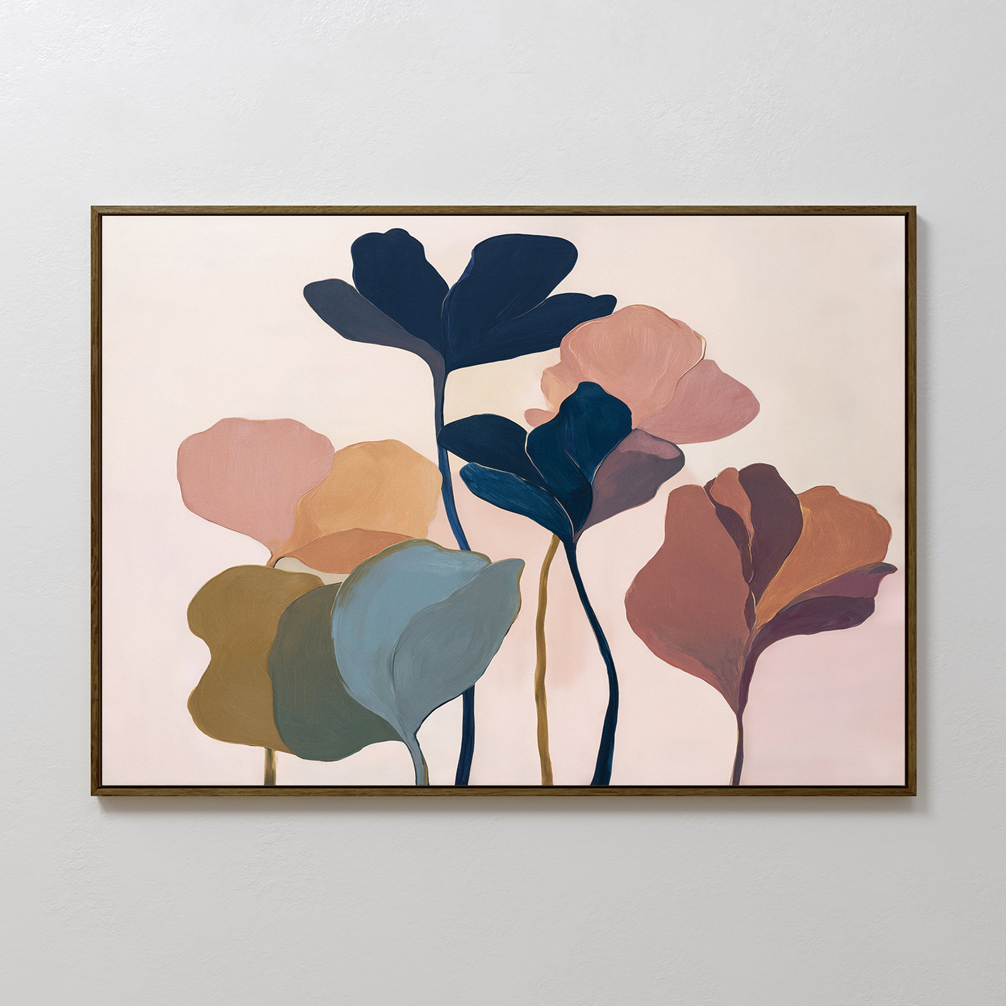 Whispers of Amber Bloom – multicolour botanical canvas wall art print by Aspire Prints