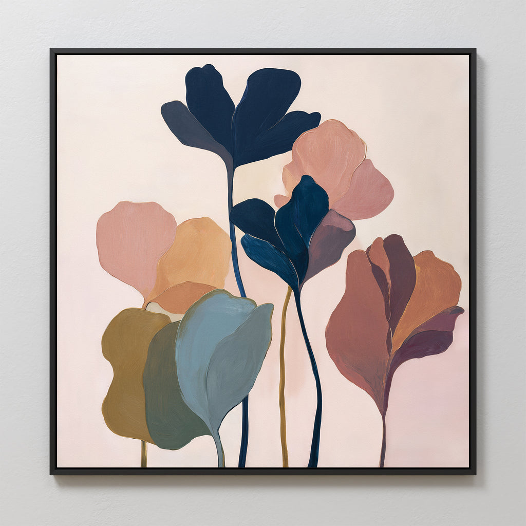 Whispers of Ember & Bloom – multicolour botanical canvas wall art print by Aspire Prints