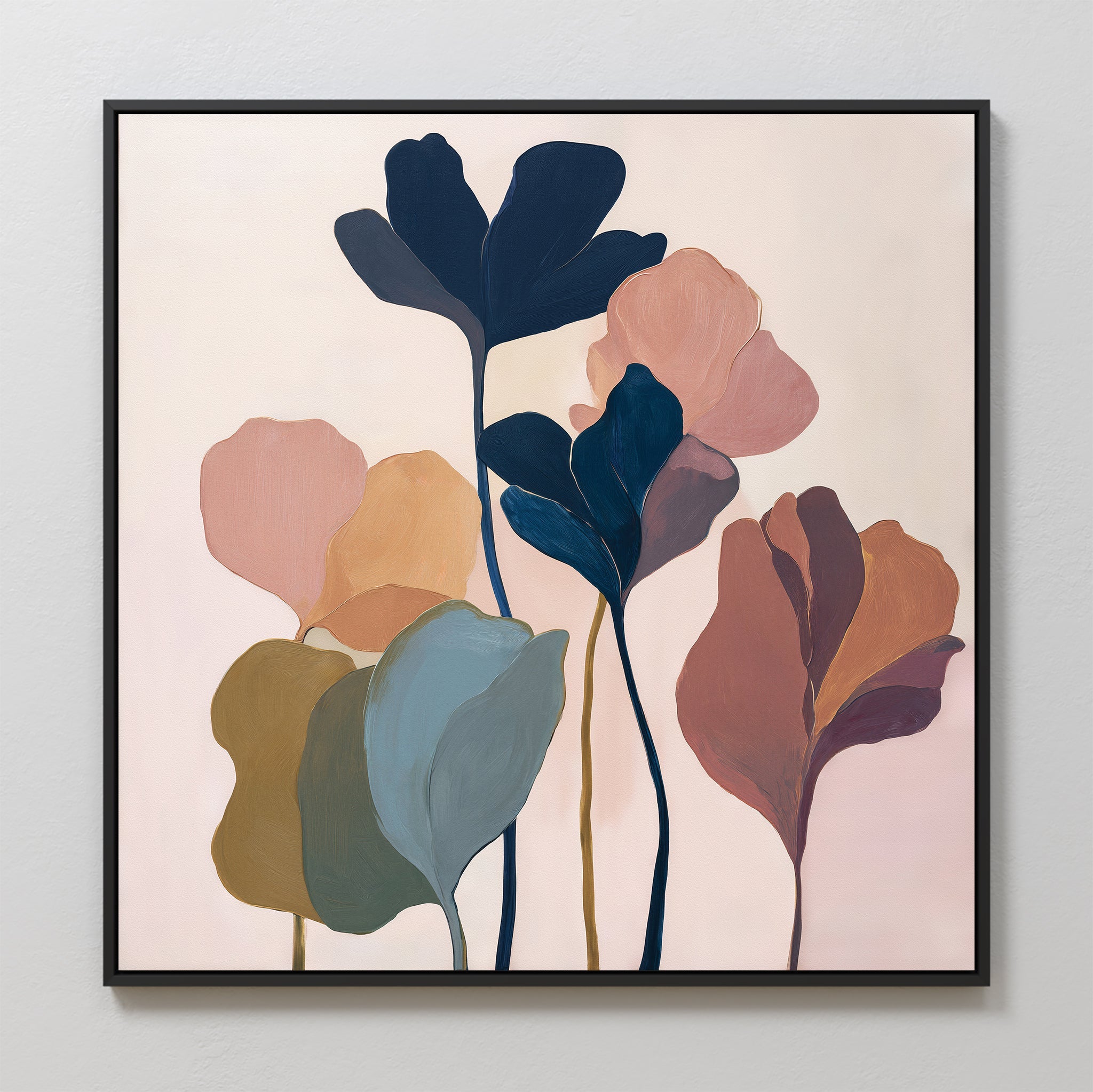 Whispers of Ember & Bloom – multicolour botanical canvas wall art print by Aspire Prints