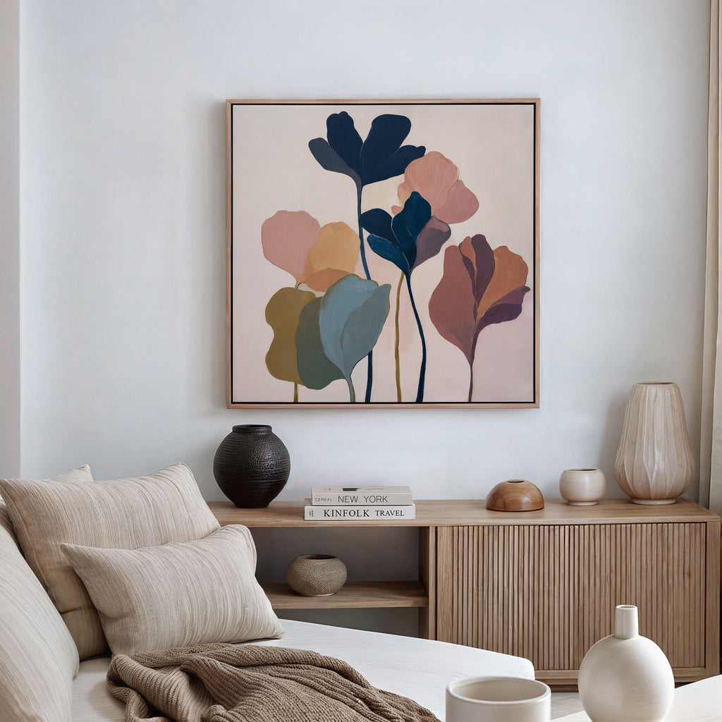 Whispers of Ember & Bloom – multicolour botanical canvas wall art print by Aspire Prints
