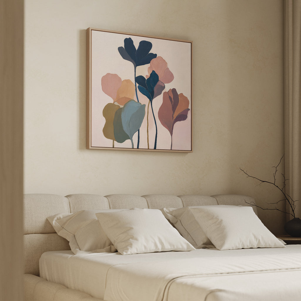 Whispers of Ember & Bloom – multicolour botanical canvas wall art print by Aspire Prints