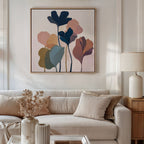 Whispers of Ember & Bloom – multicolour botanical canvas wall art print by Aspire Prints