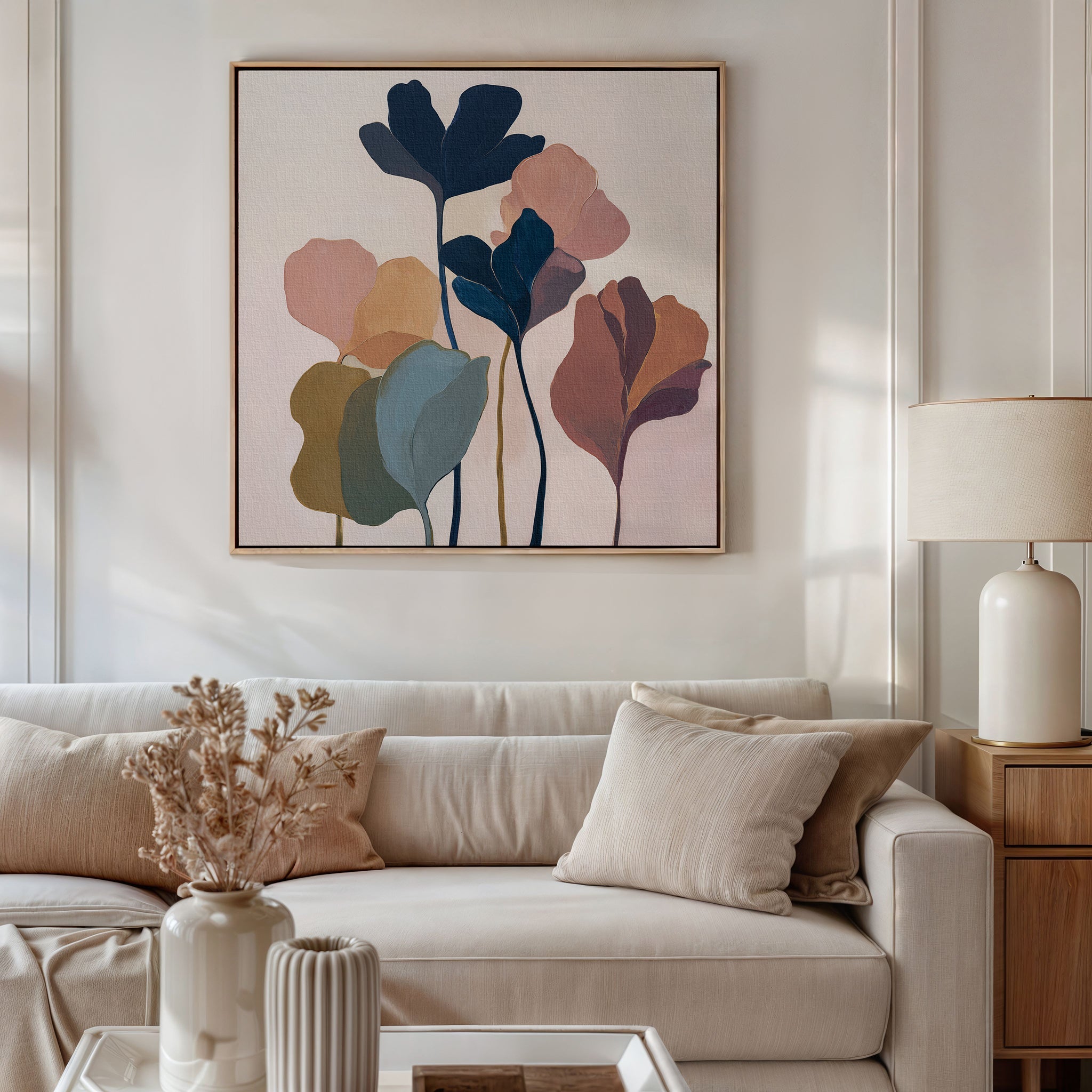 Whispers of Ember & Bloom – multicolour botanical canvas wall art print by Aspire Prints