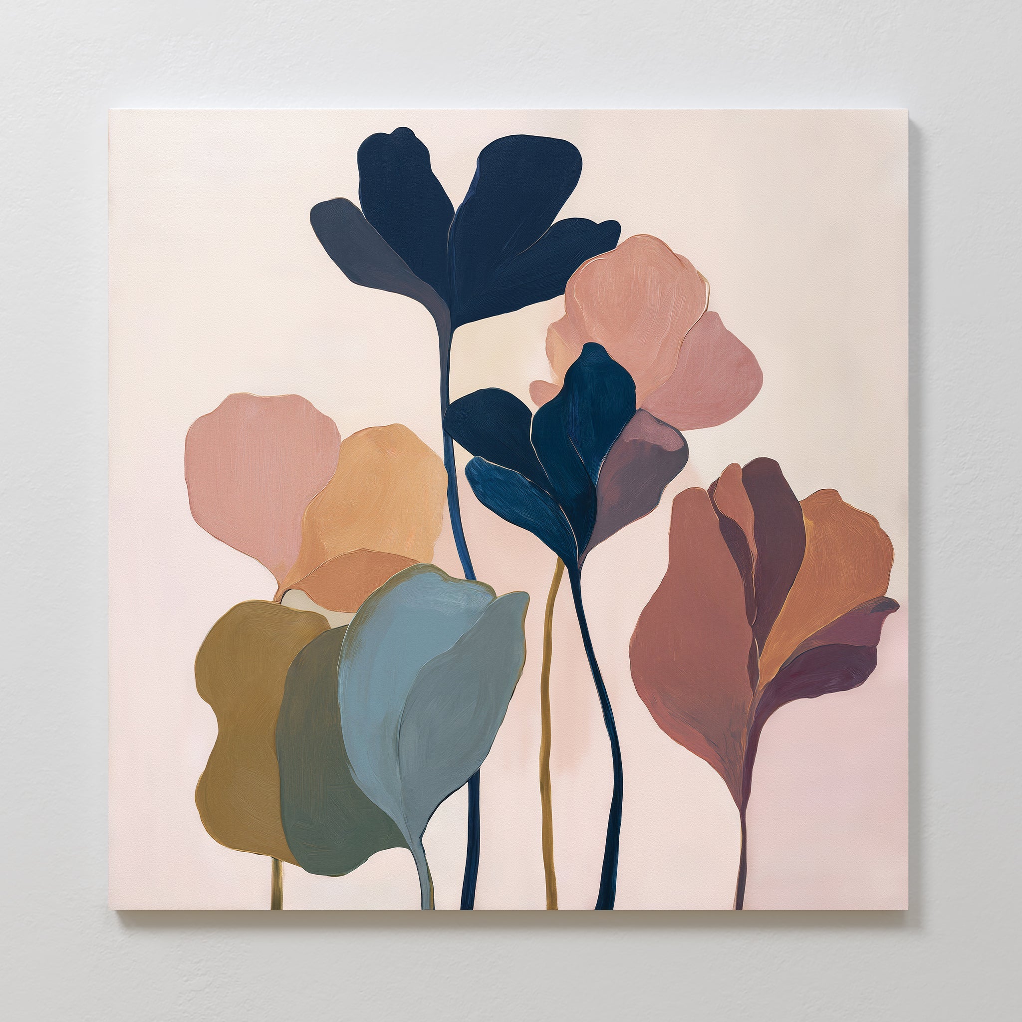 Whispers of Ember & Bloom – multicolour botanical canvas wall art print by Aspire Prints