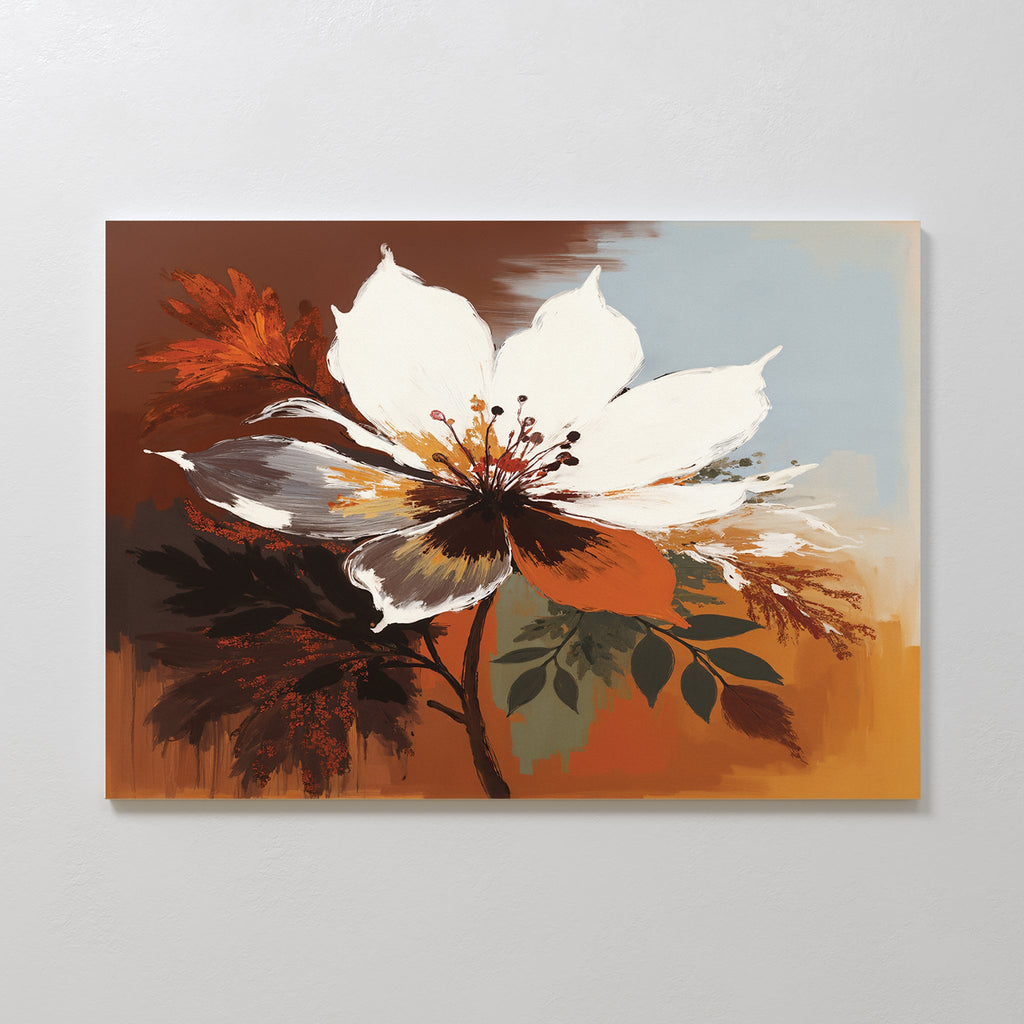Ember Bloom Whisper – multicolour botanical canvas wall art print by Aspire Prints