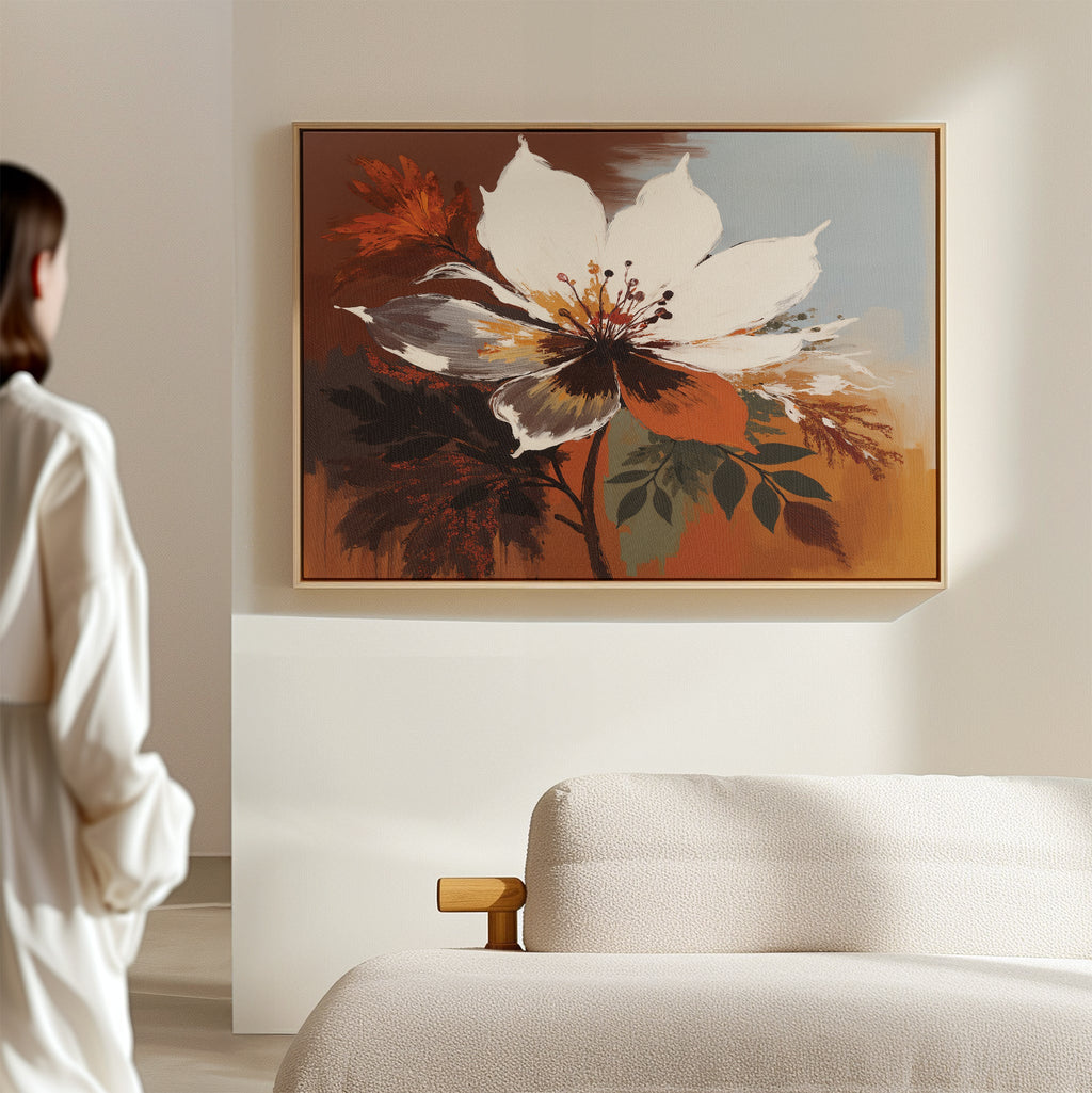 Ember Bloom Whisper – multicolour botanical canvas wall art print by Aspire Prints
