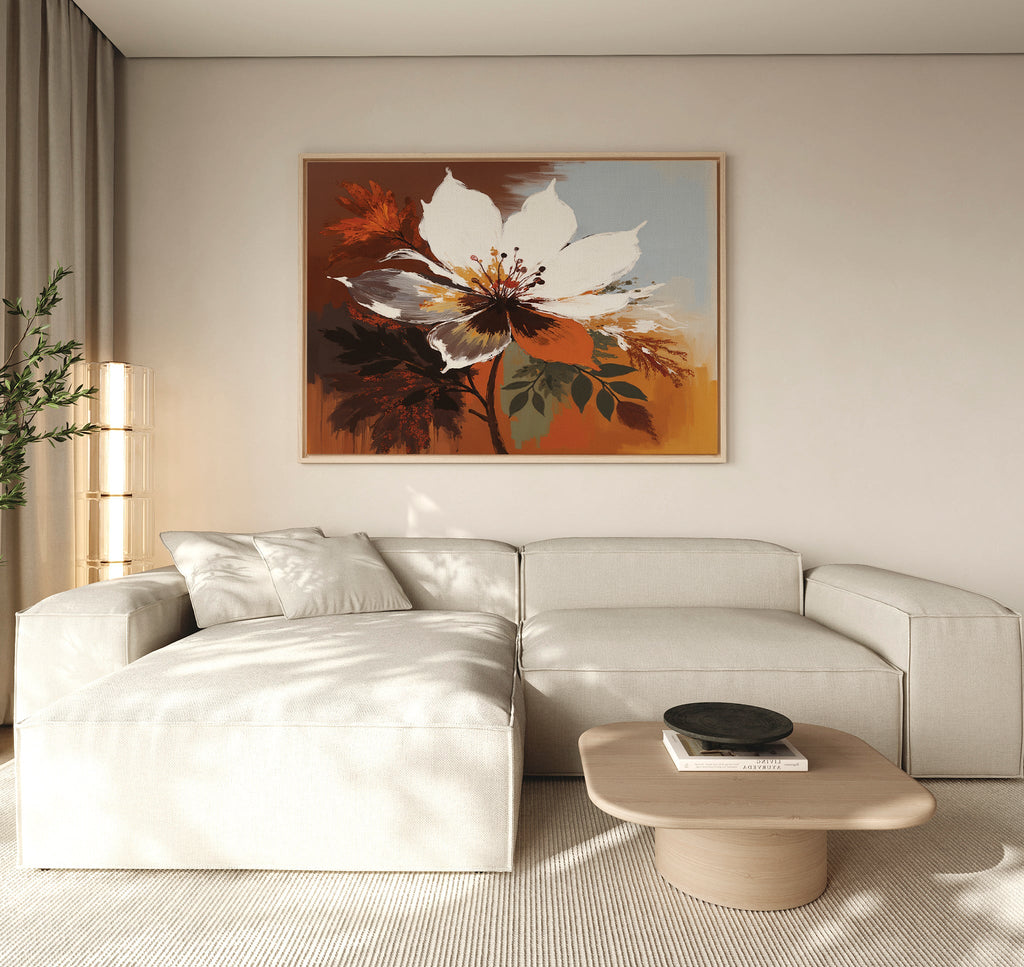 Ember Bloom Whisper – multicolour botanical canvas wall art print by Aspire Prints