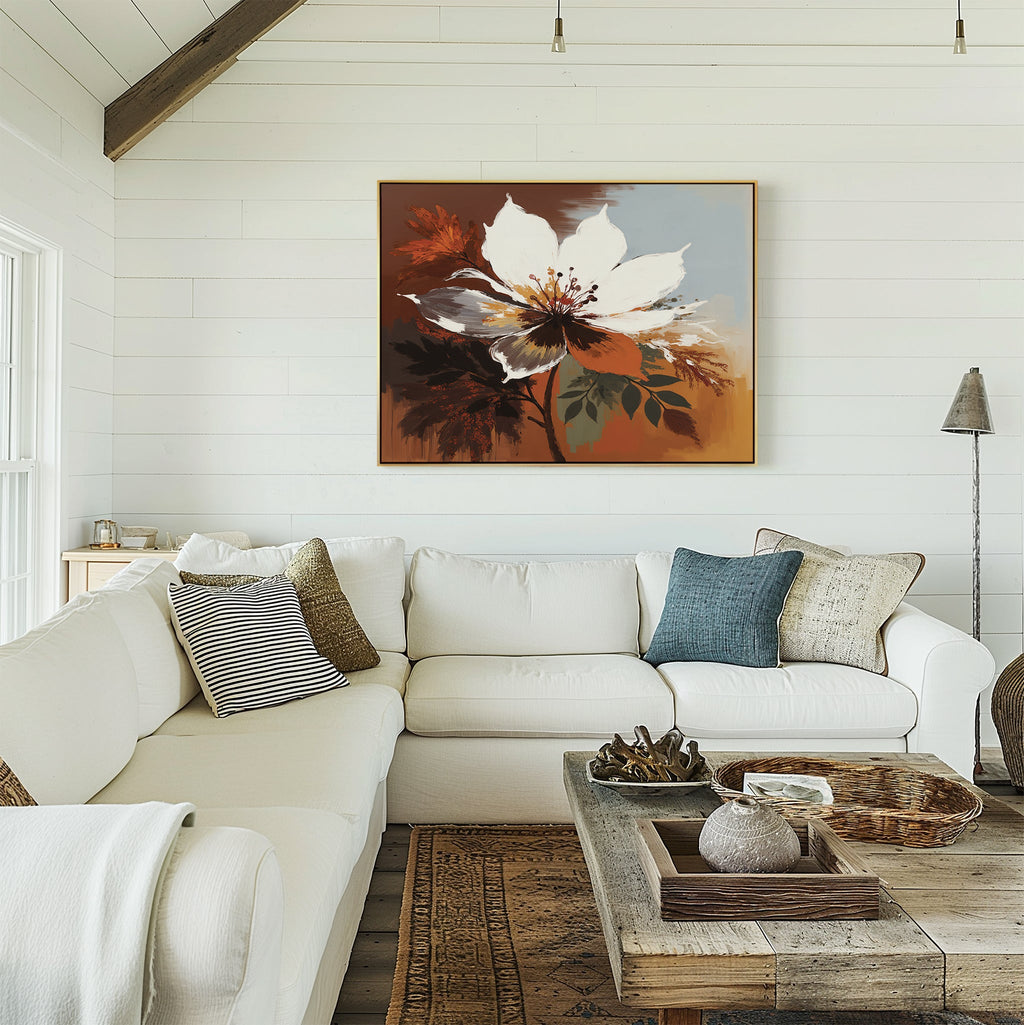 Ember Bloom Whisper – multicolour botanical canvas wall art print by Aspire Prints