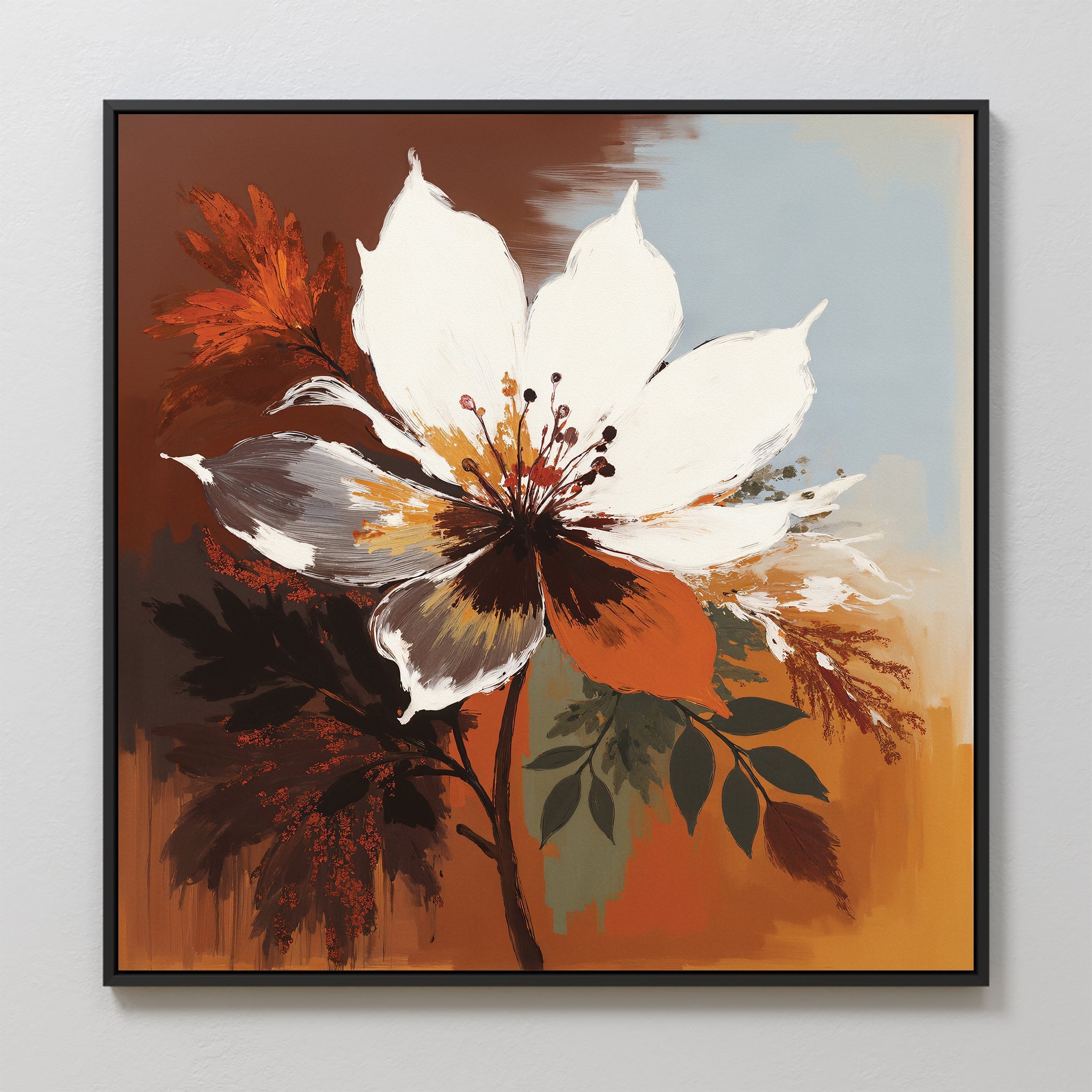 Ember Bloom Eternal – multicolour botanical canvas wall art print by Aspire Prints