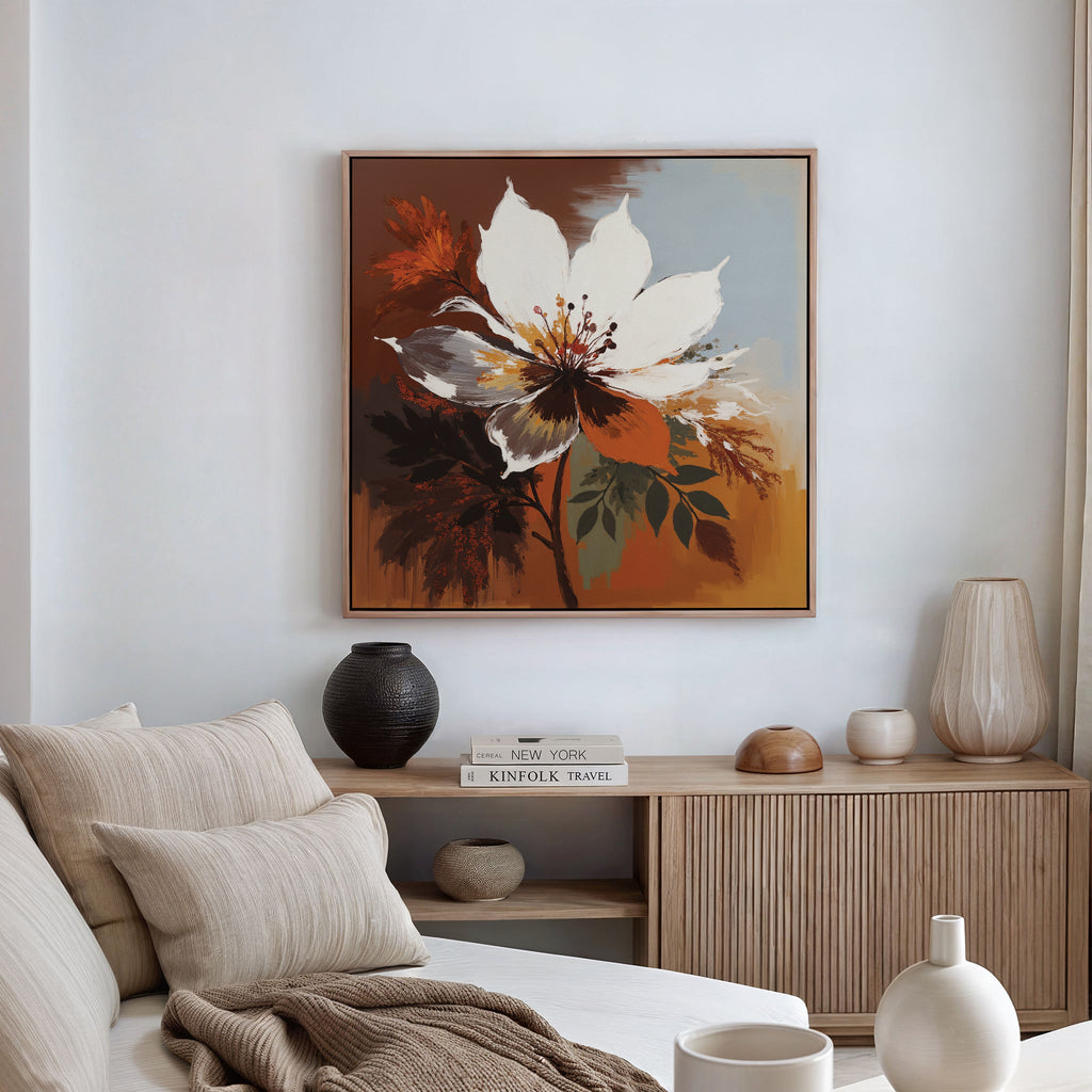 Ember Bloom Eternal – multicolour botanical canvas wall art print by Aspire Prints