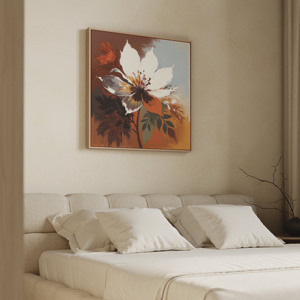 Ember Bloom Eternal – multicolour botanical canvas wall art print by Aspire Prints