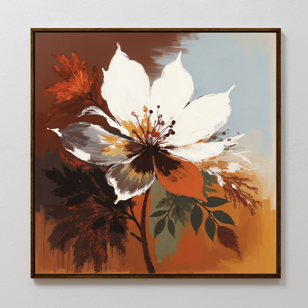 Ember Bloom Eternal – multicolour botanical canvas wall art print by Aspire Prints