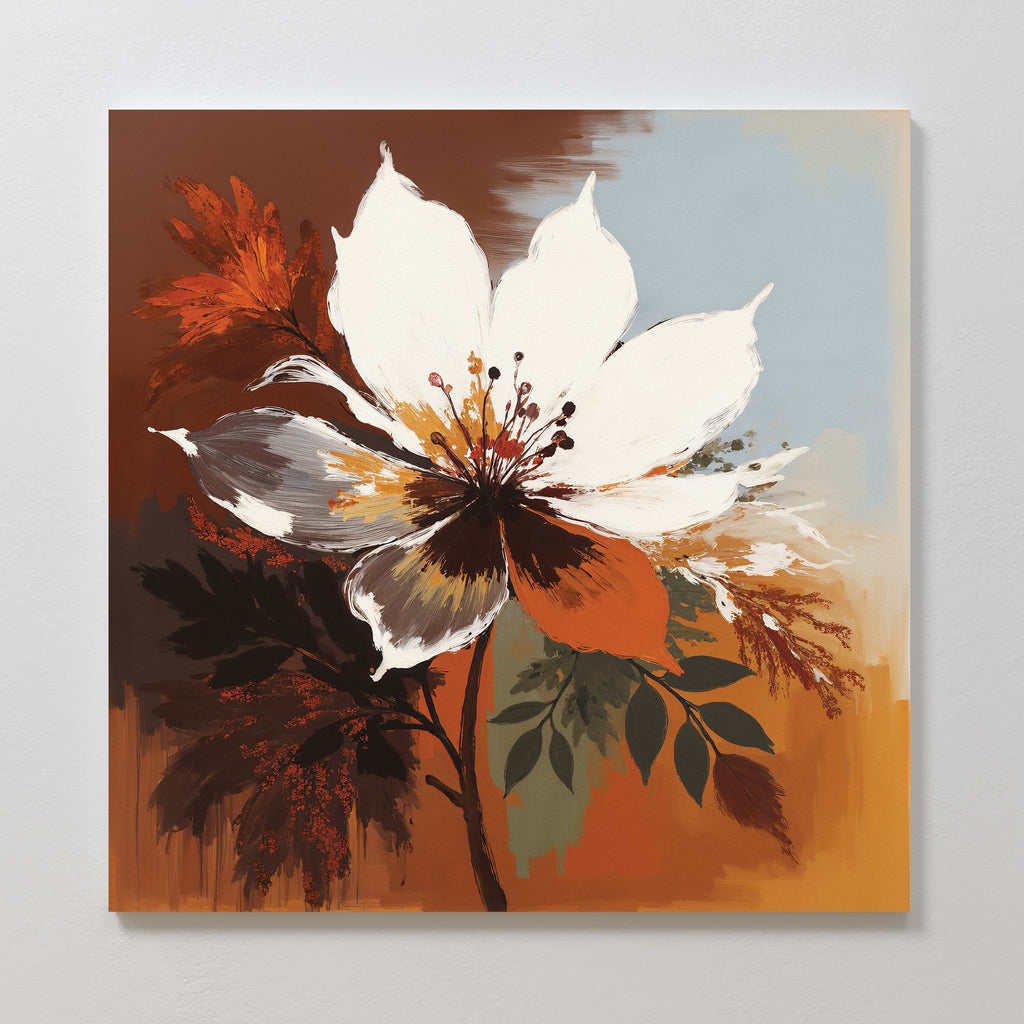 Ember Bloom Eternal – multicolour botanical canvas wall art print by Aspire Prints