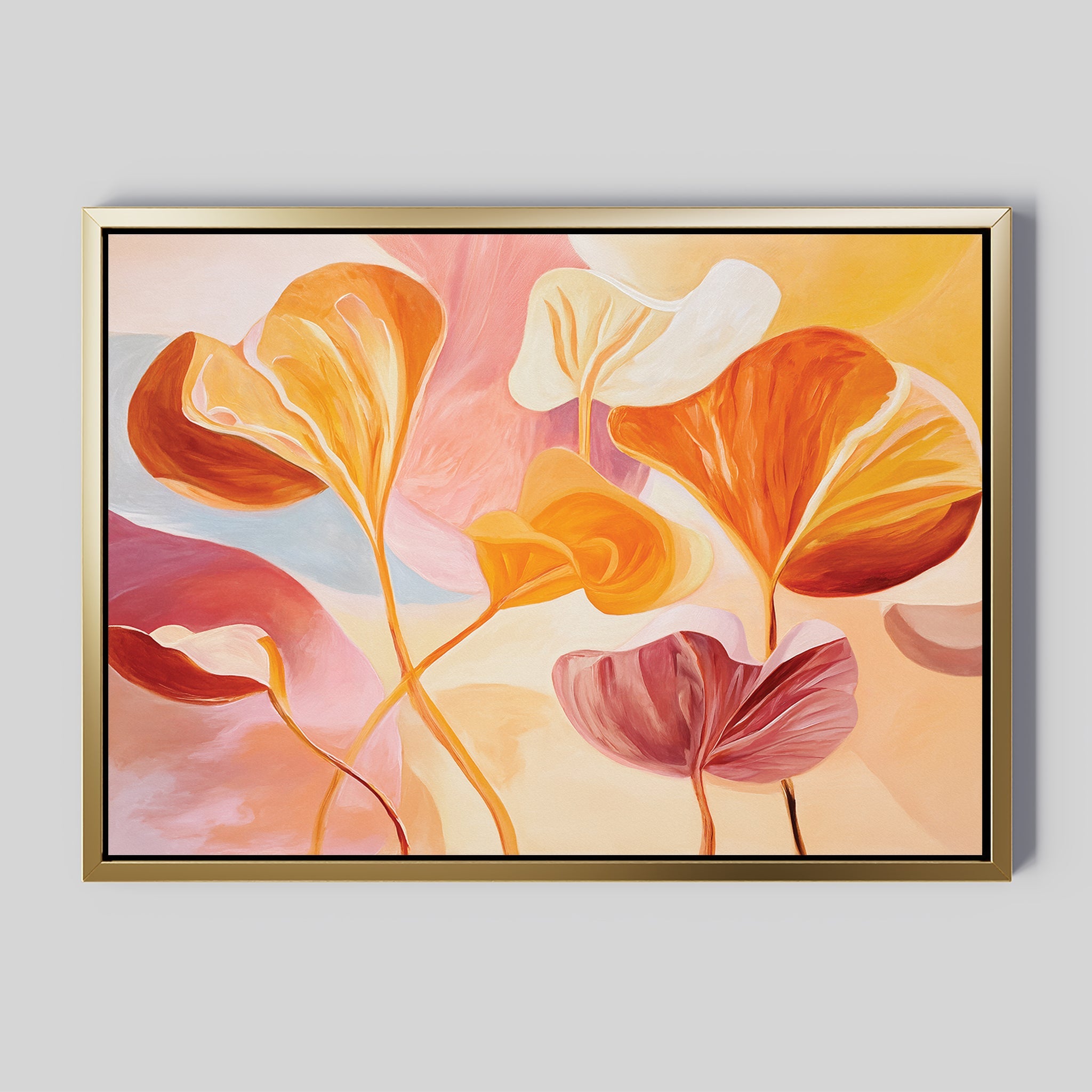 Whispers of Autumn Bloom – multicolour botanical canvas wall art print by Aspire Prints