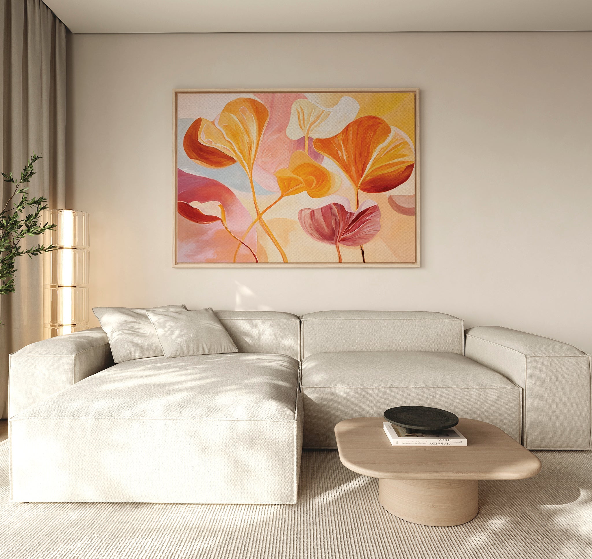 Whispers of Autumn Bloom – multicolour botanical canvas wall art print by Aspire Prints
