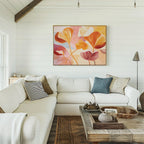 Whispers of Autumn Bloom – multicolour botanical canvas wall art print by Aspire Prints