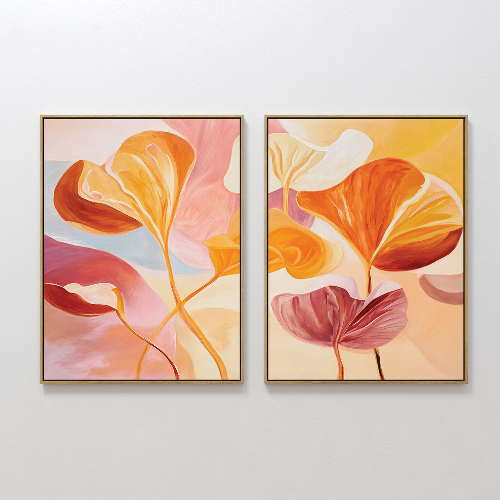 Whispers of Autumn Bloom – Set of 2 Canvas Prints set of 2 – multicolour botanical canvas wall art by Aspire Prints
