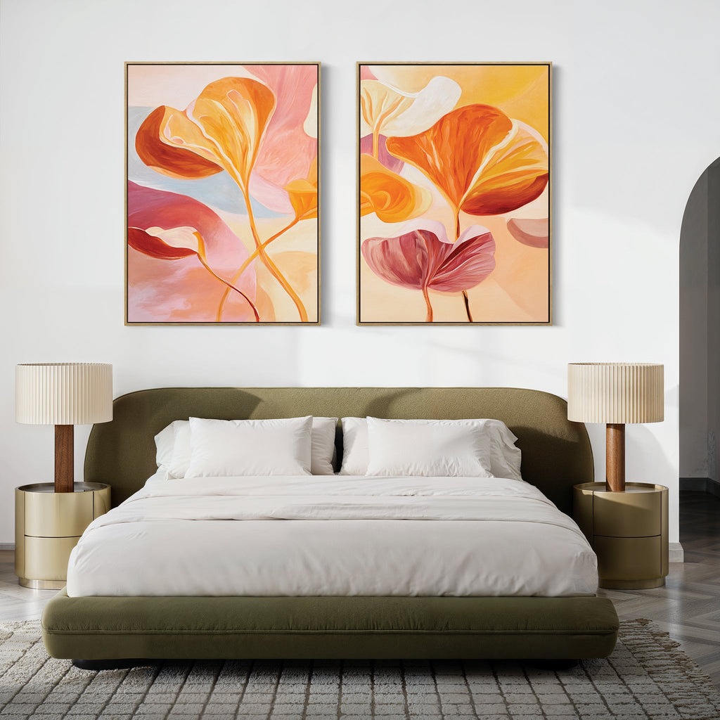 Whispers of Autumn Bloom – Set of 2 Canvas Prints set of 2 – multicolour botanical canvas wall art by Aspire Prints