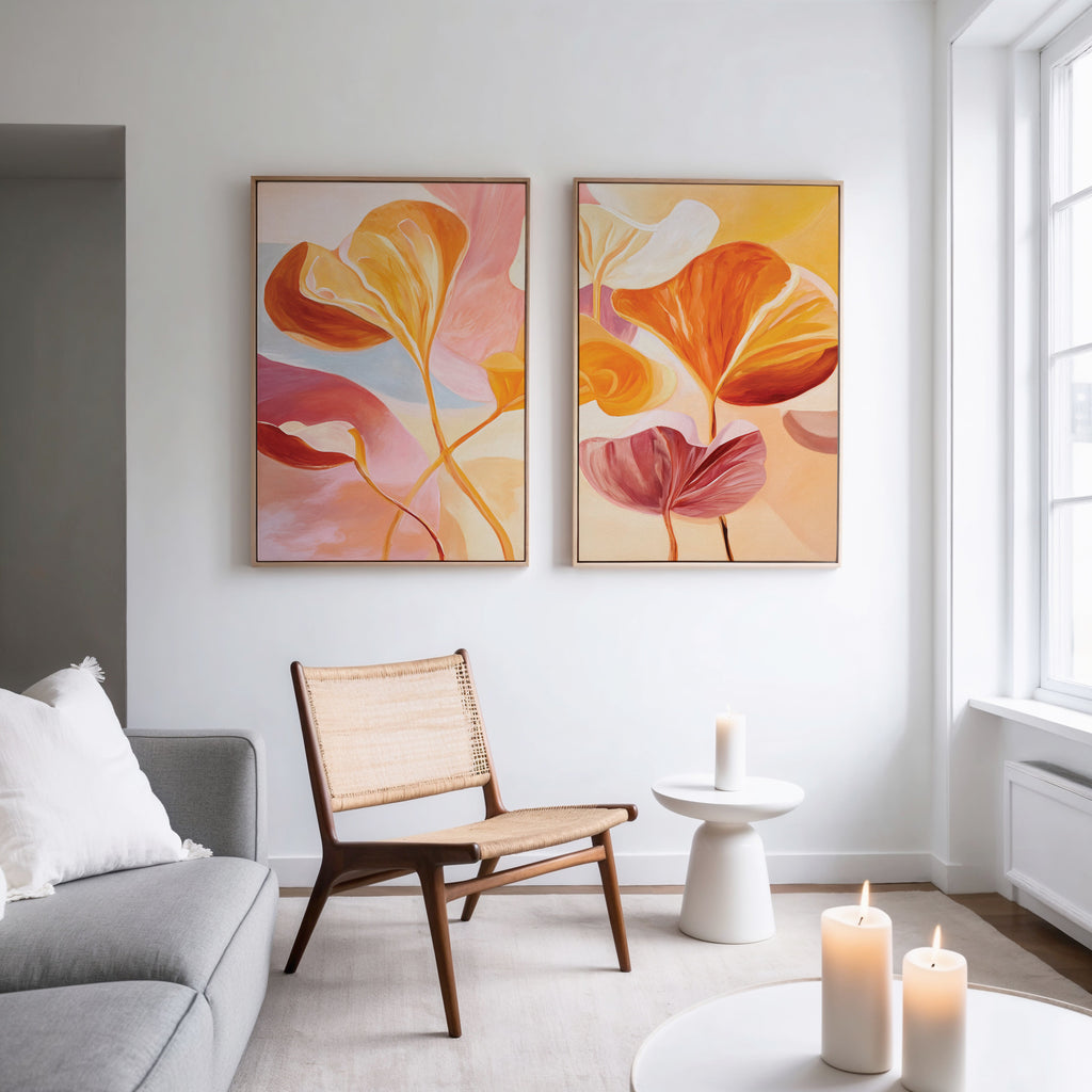 Whispers of Autumn Bloom – Set of 2 Canvas Prints set of 2 – multicolour botanical canvas wall art by Aspire Prints
