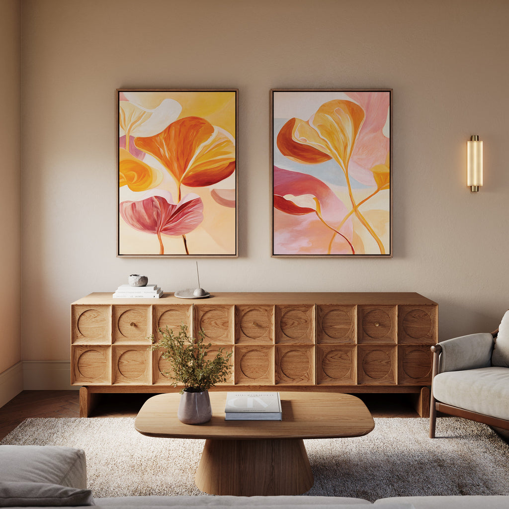 Whispers of Autumn Bloom – Set of 2 Canvas Prints set of 2 – multicolour botanical canvas wall art by Aspire Prints