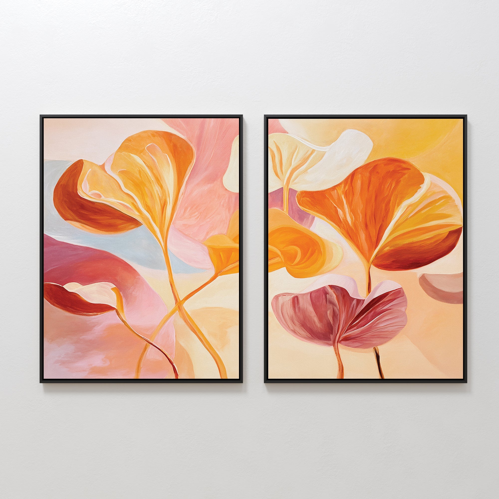 Whispers of Autumn Bloom – Set of 2 Canvas Prints set of 2 – multicolour botanical canvas wall art by Aspire Prints